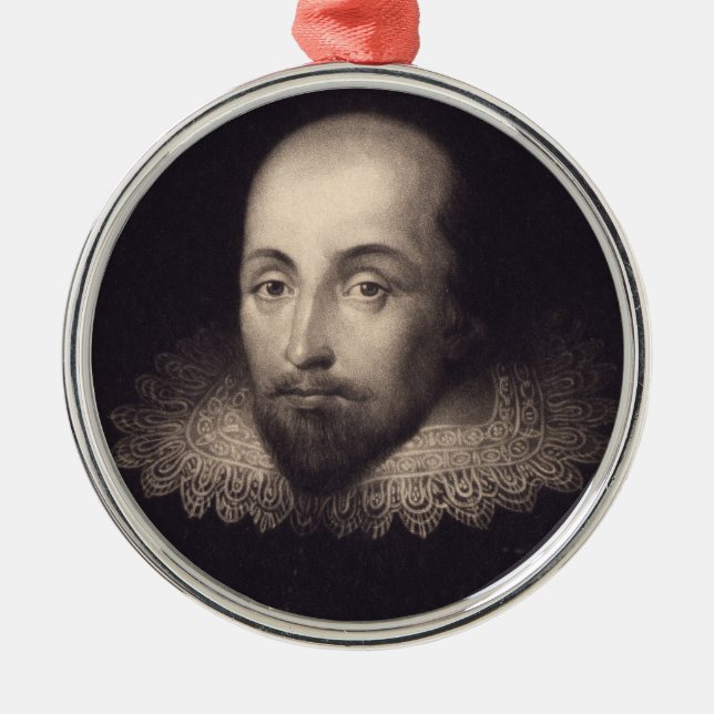 "Portrait of Shakespeare" Silbernes Ornament (Vorne)