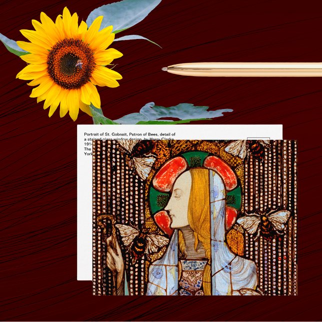 Portrait of St. Gobnait, Patron of Bees, Postkarte (Von Creator hochgeladen)