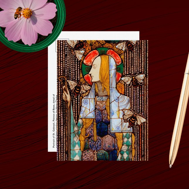Portrait of St. Gobnait, Patron of Bees, Postkarte (Von Creator hochgeladen)