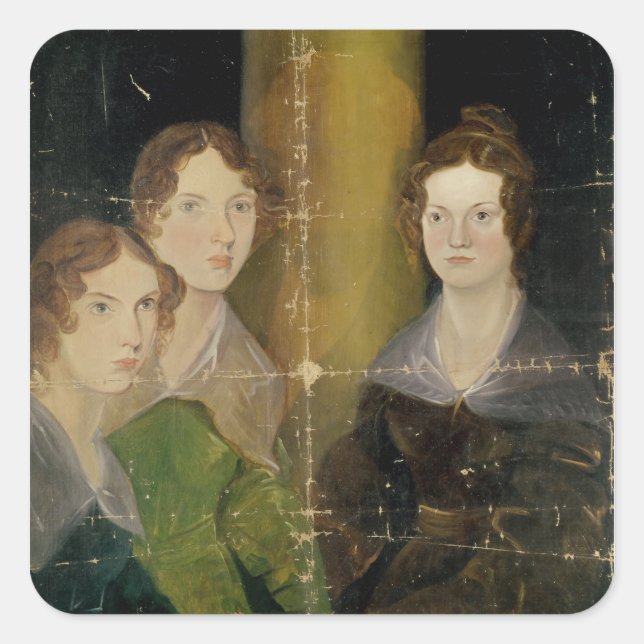 Portrait of the Bronte Sisters, c.1834 Quadratischer Aufkleber (Vorderseite)