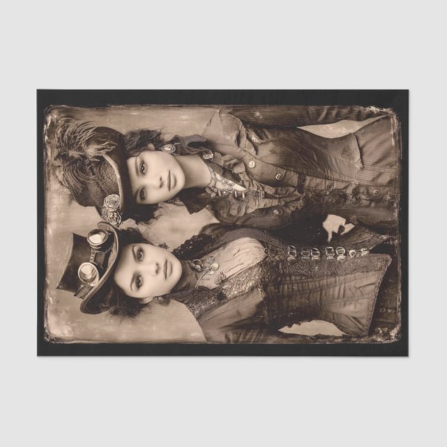 Portrait of Two Steampunk Women DX5R Decoupage Seidenpapier (Vorderseite)