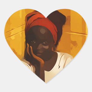 Portrait of Young african girl Herz-Aufkleber
