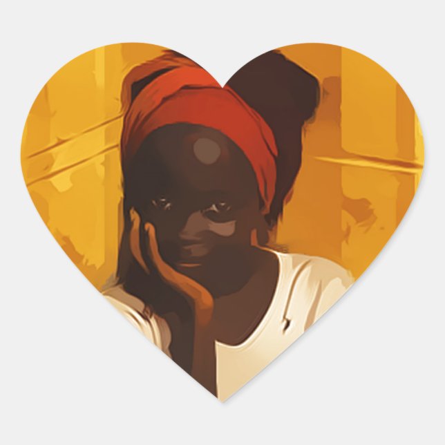 Portrait of Young african girl Herz-Aufkleber (Vorderseite)
