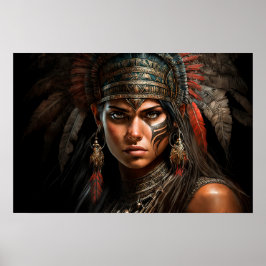 Portrait-Ölgemälde der Maya-Kriegerin Poster