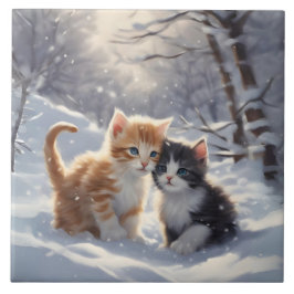 Portrait Orange Tabby Grau und Weiße Katzen Fliese