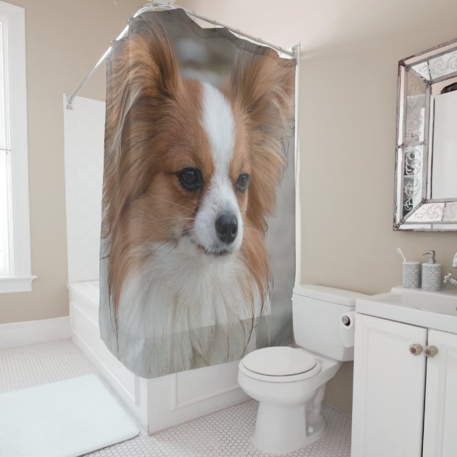 Portrait Papillon Dog Duschvorhang (Beispiel)