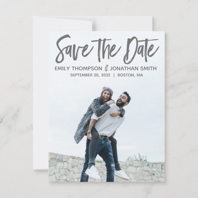 Portrait Picture Wedding Save the Date Card Modern (Vorderseite)