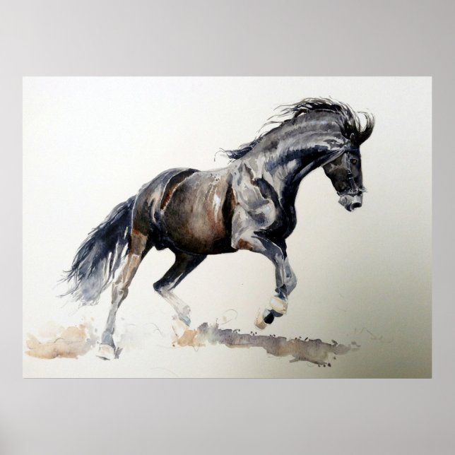 Portrait-Poster "Pferd in Wasserfarbe" drucken Poster (Vorne)