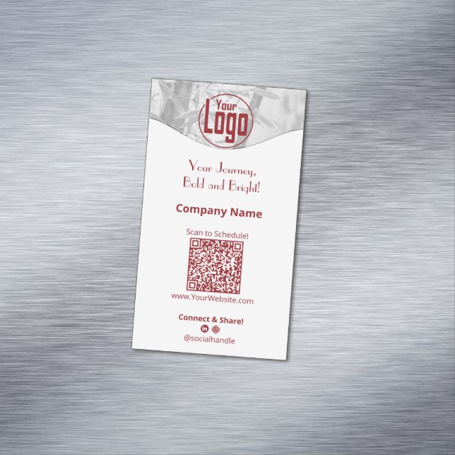 Portrait Red White Life Coach Company Magnetische Visitenkarte (Beispiel)