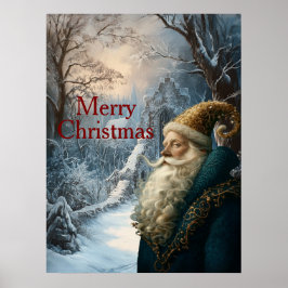 Portrait Saint Nick Winter | Digitale Kunst Poster