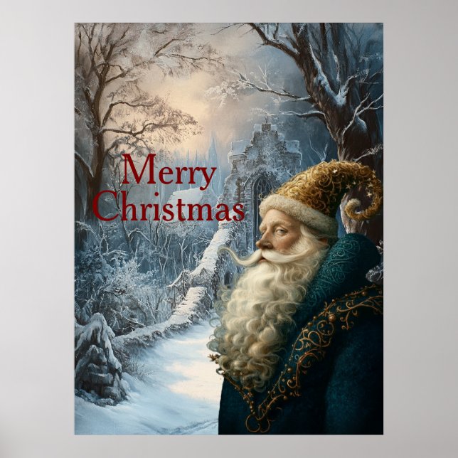 Portrait Saint Nick Winter | Digitale Kunst Poster (Vorne)