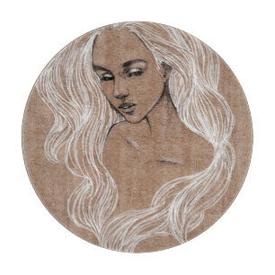 Portrait Sketch: Junge Girl Illustration Schneidebrett