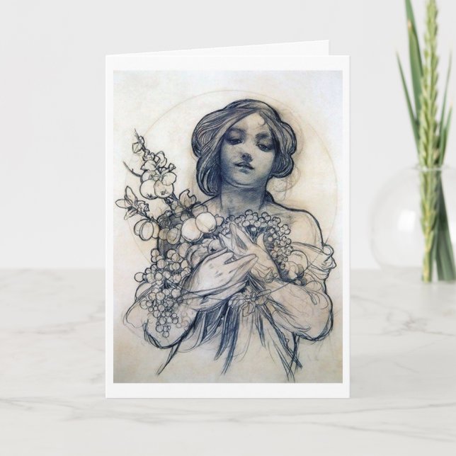 Portrait (Studie), Alphonse Mucha Karte (Vorderseite)