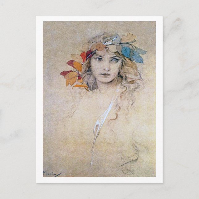 Portrait (Studie), Alphonse Mucha Postkarte (Vorderseite)