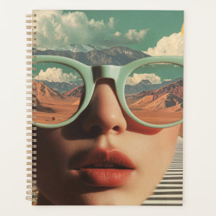 Portrait surréaliste avec des lunettes reflétant l