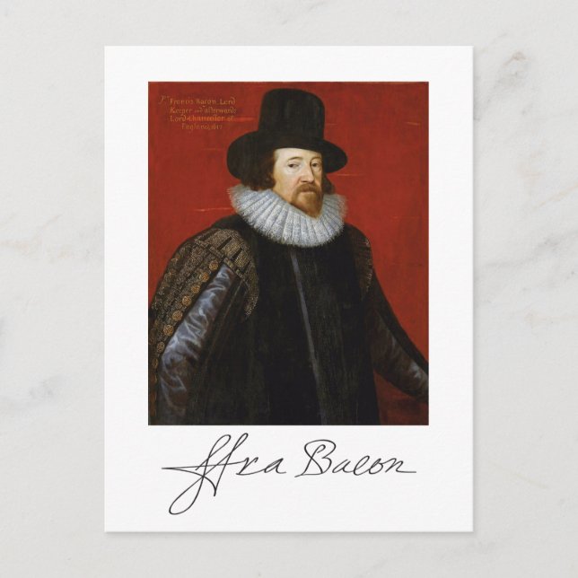 Portrait und Beschilderung von Francis Bacon Postkarte (Vorderseite)