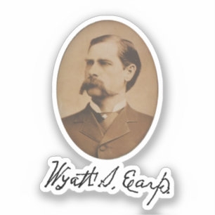 Portrait und Signatur von Wyatt Earp Aufkleber