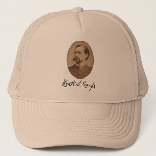 Portrait und Signatur von Wyatt Earp Truckerkappe