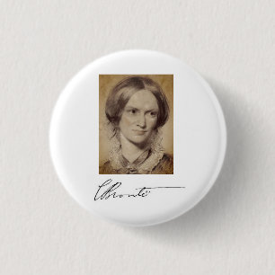 Portrait und Unterschrift von Charlotte Brontë Button