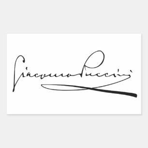 Portrait und Unterschrift von Giacomo Puccini Rechteckiger Aufkleber