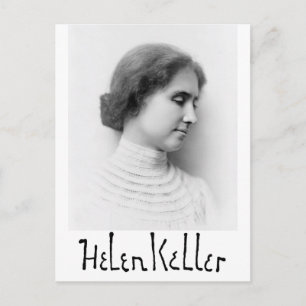 Portrait und Unterschrift von Hellen Keller Postkarte