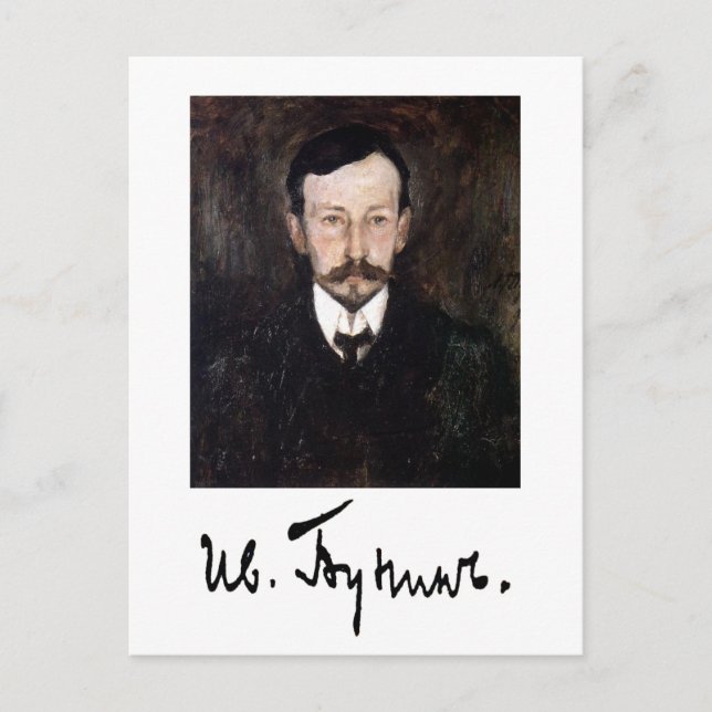 Portrait und Unterschrift von Ivan Bunin Postkarte (Vorderseite)