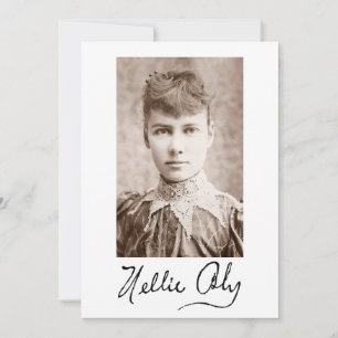 Portrait und Unterschrift von Nellie Bly Einladung