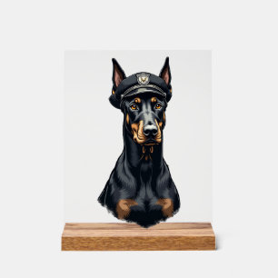 Portrait vintage de Doberman de la police en noir
