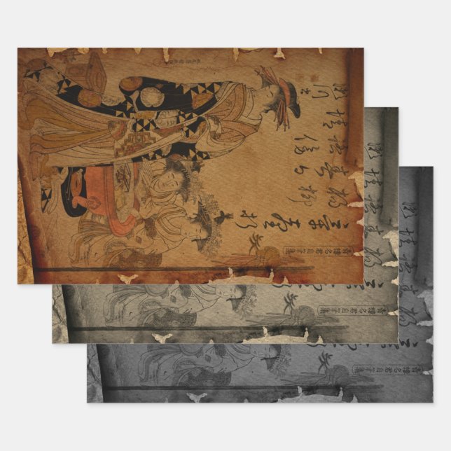 Portrait Vintager Japanerinnen Geschenkpapier Set (Set)