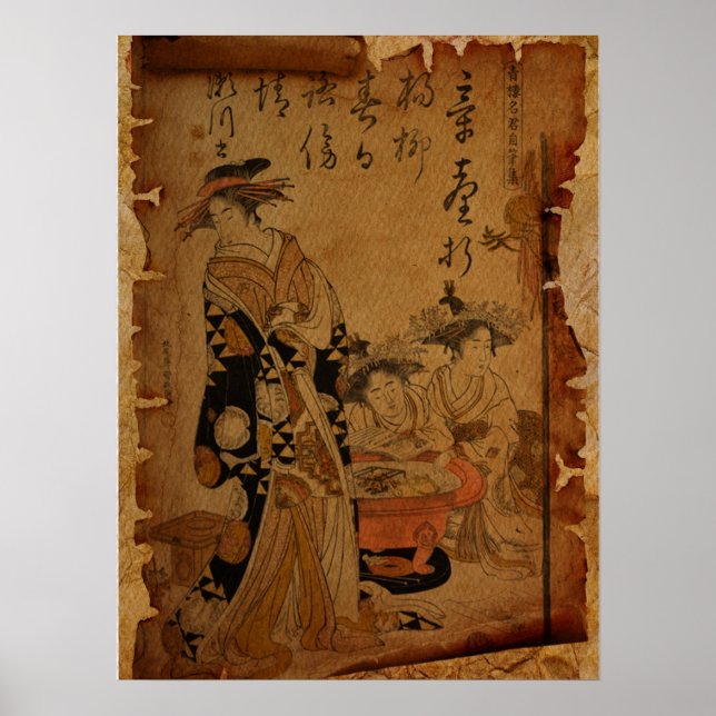 Portrait Vintager Japanerinnen Poster (Vorne)