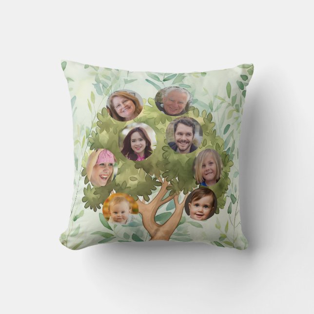 Portrait von 16 Familienbaum-Mitgliedern Kissen (Vorderseite)