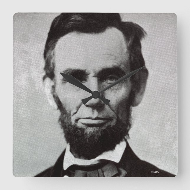 Portrait von Abe Lincoln 2 Quadratische Wanduhr (Vorderseite)