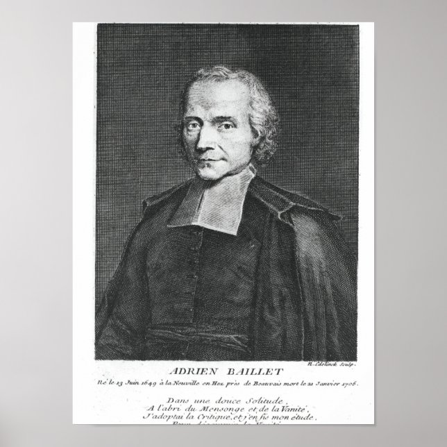 Portrait von Adrien Baillet Poster (Vorne)