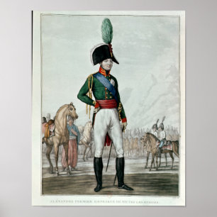 Portrait von Alexander I. Pavlowitsch mit seiner A Poster