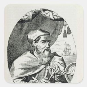 Portrait von Amerigo Vespucci Quadratischer Aufkleber