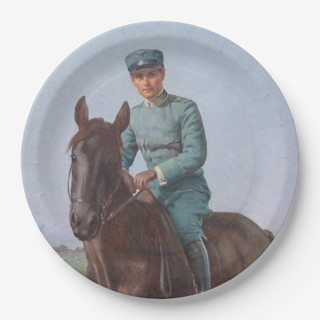 Portrait von Attilio Triboletti (Cavalry Soldier) Pappteller (Vorderseite)