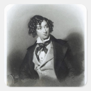 Portrait von Benjamin Disraeli Esquire M.P. Quadratischer Aufkleber
