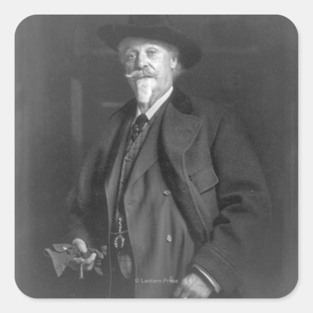 Portrait von "Buffalo Bill" Cody Quadratischer Aufkleber (Vorderseite)
