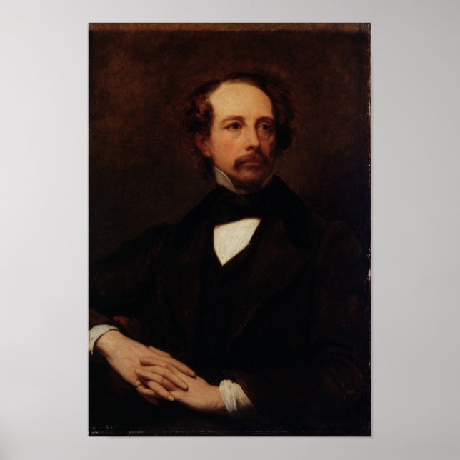 Portrait von Charles Dickens 1855 Poster (Vorne)