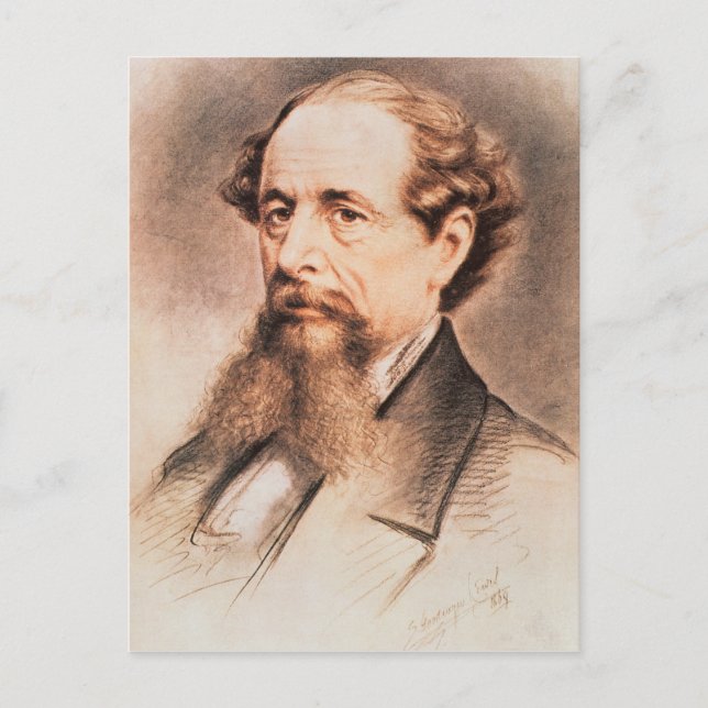 Portrait von Charles Dickens, 1869 Postkarte (Vorderseite)