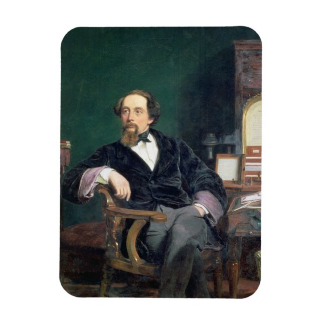 Portrait von Charles Dickens (Öl auf Leinwand) Magnet (Vertikal)