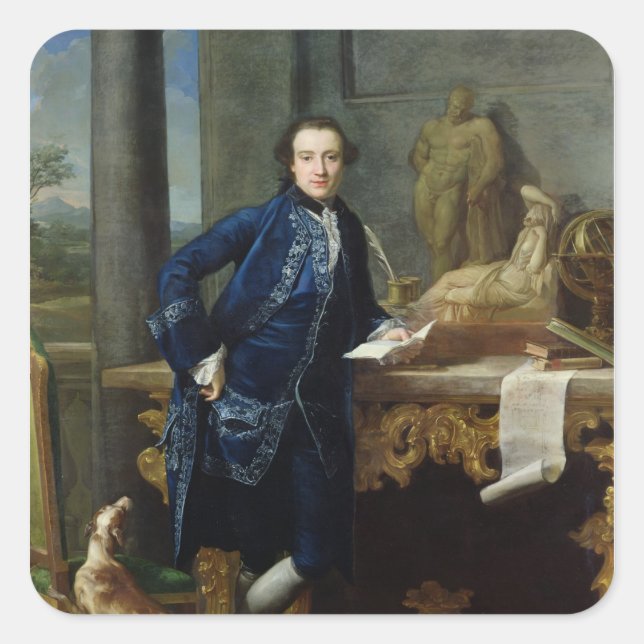 Portrait von Charles John Crowle von Crowle Quadratischer Aufkleber (Vorderseite)