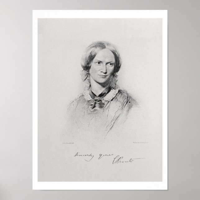 Portrait von Charlotte Bronte, graviert von Walker Poster (Vorne)