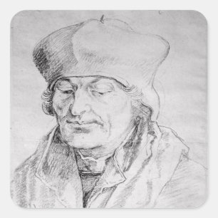 Portrait von Desiderius Erasmus 1520 Quadratischer Aufkleber