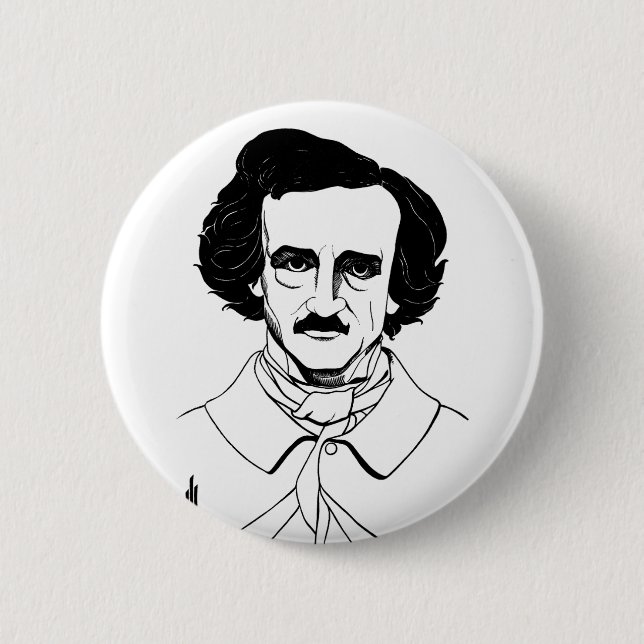 Portrait von Edgar Allan Poe Button (Vorderseite)