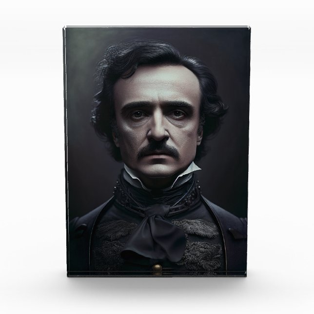 Portrait von Edgar Allan Poe Foto Block (Vorderseite)