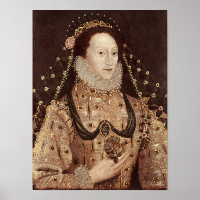 Portrait von Elizabeth I c.1575-80 Poster (Vorne)