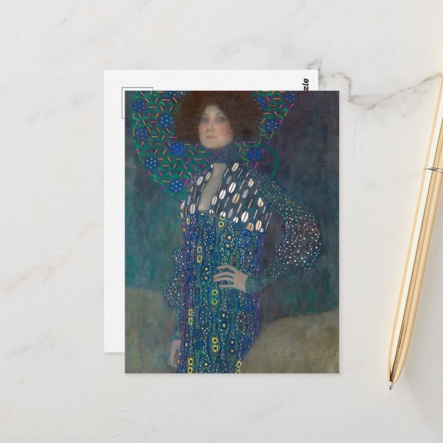 Portrait von Emilie Floege von Gustav Klimt Postkarte (Vorderseite/Rückseite Beispiel)
