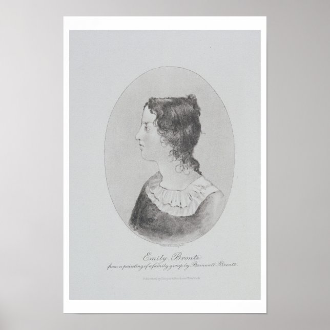 Portrait von Emily Bronte (1818-48), graviert von  Poster (Vorne)