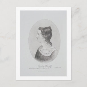 Portrait von Emily Bronte (1818-48), graviert von Postkarte